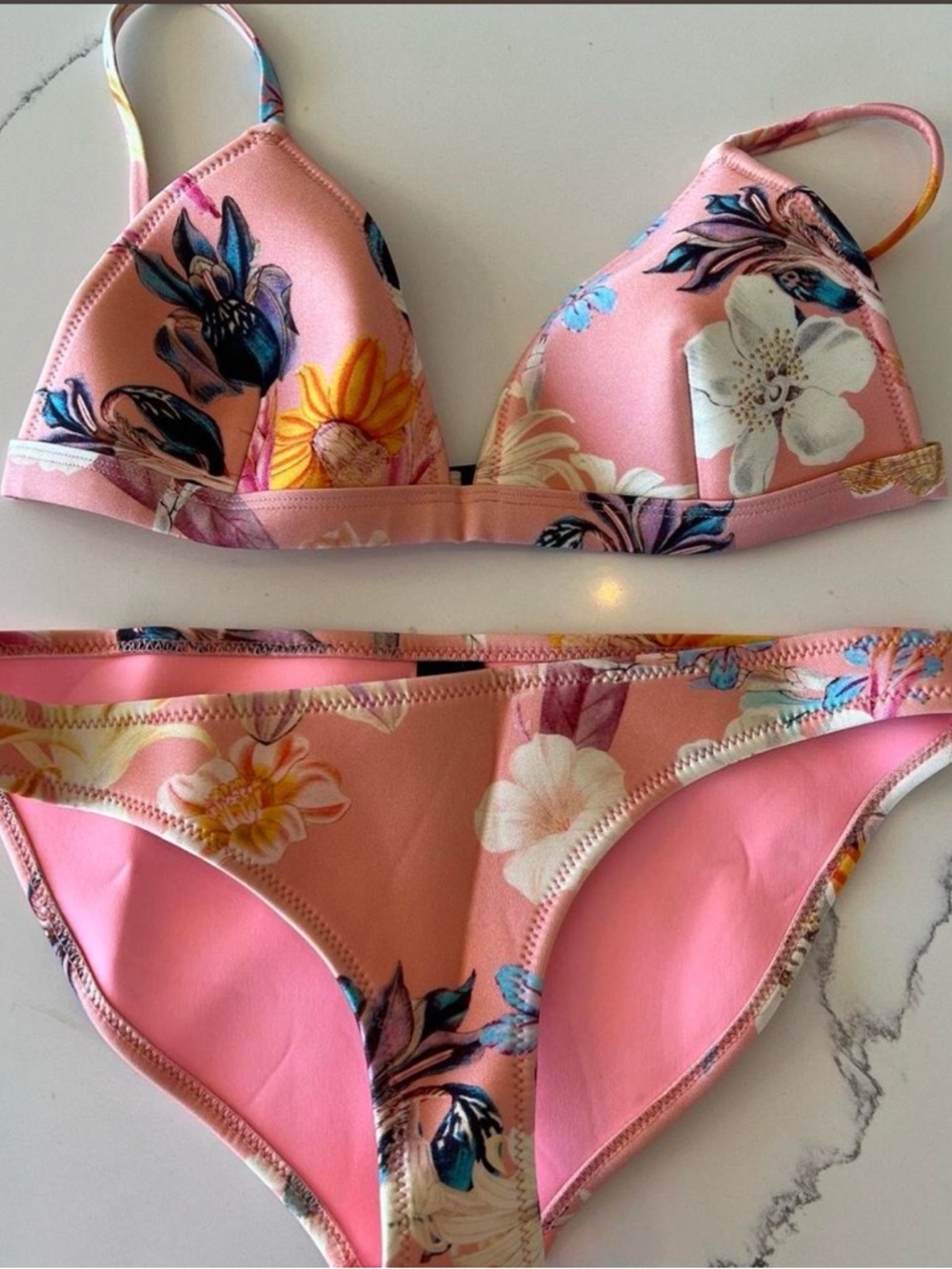 TRIANGL Pink Floral Two-Piece Bikini Set